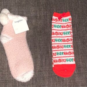 Snugadoo Pink and Red Fuzzy Socks